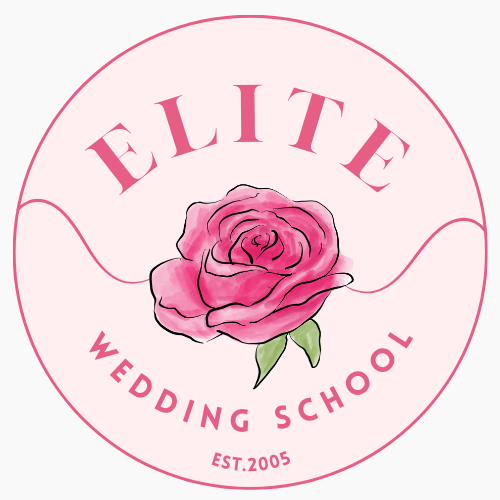 Лого на Elite Wedding School, pink circle with a rose in the middle
